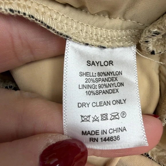 SAYLOR Reena Black Lace Ruched Mini Dress with Short Sleeve Puff Sleeves - Picture 6 of 6